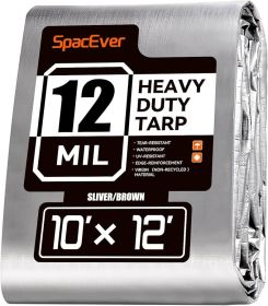 Tarp Heavy Duty 10x12 FT, 12 Mil Thick Large Tarps Water-Proof with Grommets, UV& Tear Resistant, Plastic Cover for Pool Roof Tent Outdoor Firewo